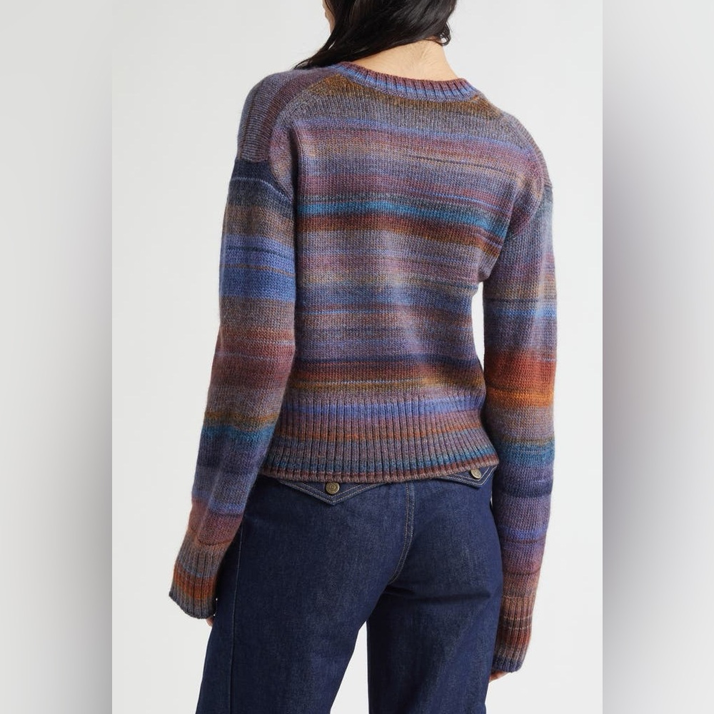 Veronica Beard Diora Stripe Wool Blend Sweater in Ocean Multi Size Small - Picture 9 of 9